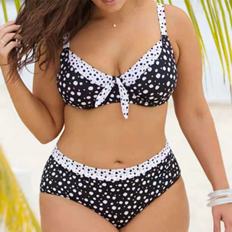 

Sexy Bikini Set Polka Dot Swimsuit Push Up Plus Size Swimwear Tie Bikini XXL High Waisted Bathing Suit Swim Wear Women 2019 G57