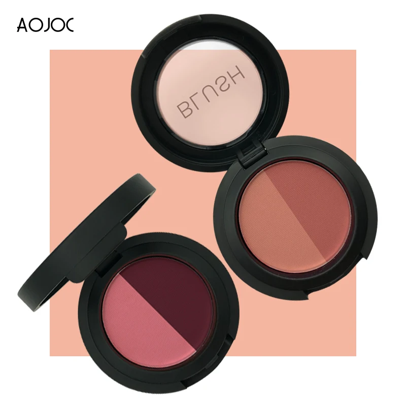 

High Quality Aojoc Brand Makeup Cheek Face Blush Powder 6 Color Blusher Powder Pressed Foundation Face Makeup Blusher With Brush