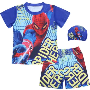 

New Marvel Spiderman Swimwear Children Boy Swimsuit 3 Pieces Bathing Suits Swimming Suit Cartoon Kids Beach Surfing Swim Wear