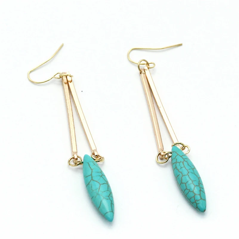 

Fashion Gold Metal Hook Drop Long Dangle Earring Bohemian Style Ethnic Earrings Jewelry