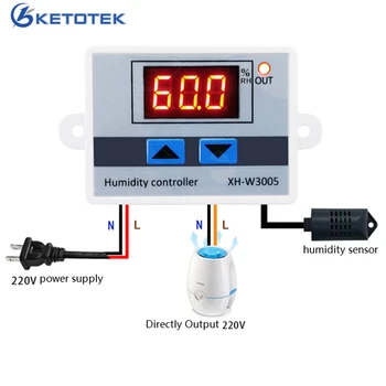 

220V 12V 24V Digital Humidity Controller 10A Hygrometer Control Switch 99%RH Hygrostat with Humidity sensor