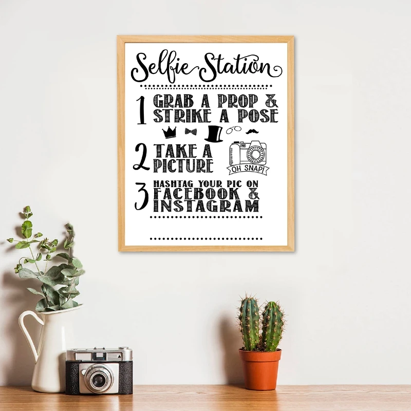 Selfie Station Sign Print Share Your Pic On Social Media Facebook Instagram Hashtag Canvas Painting Take A Selfie Photo Poster Painting Calligraphy Aliexpress