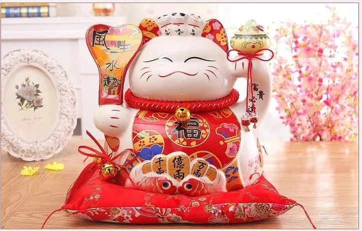 Японский стиль большой негабаритный орнамент Lucky Cat керамическая копилка открытие подарок магазин Декор