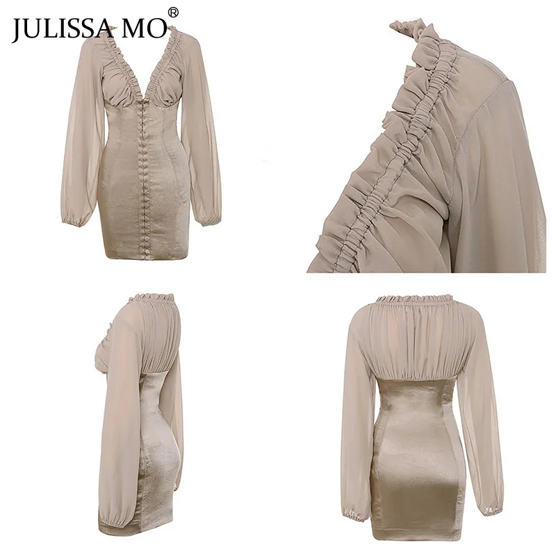 Julissa mo атласное лоскутное облегающее платье для женщин сексуальное V образным