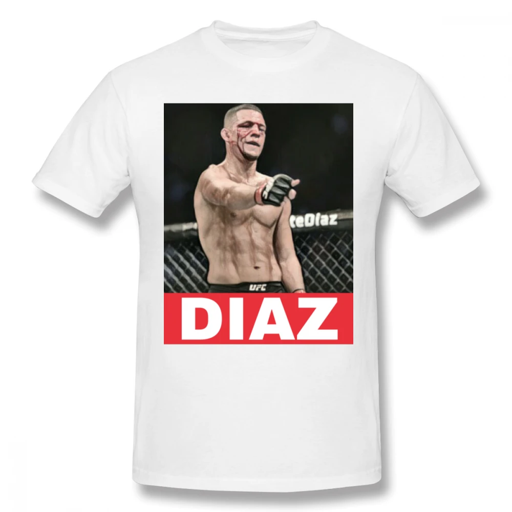 Awesome UFC MMA Fighter Nate Diaz футболка мужская с круглым вырезом и графическим принтом Camiseta футболка большого размера - Цвет: Белый