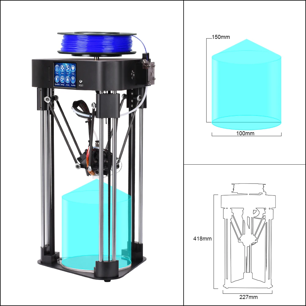 BIQU маг Полное собрание delta 3D-принтеры desktop professional impresora с 32 бит 3D-принтеры контроллер для школьников 3д принтер