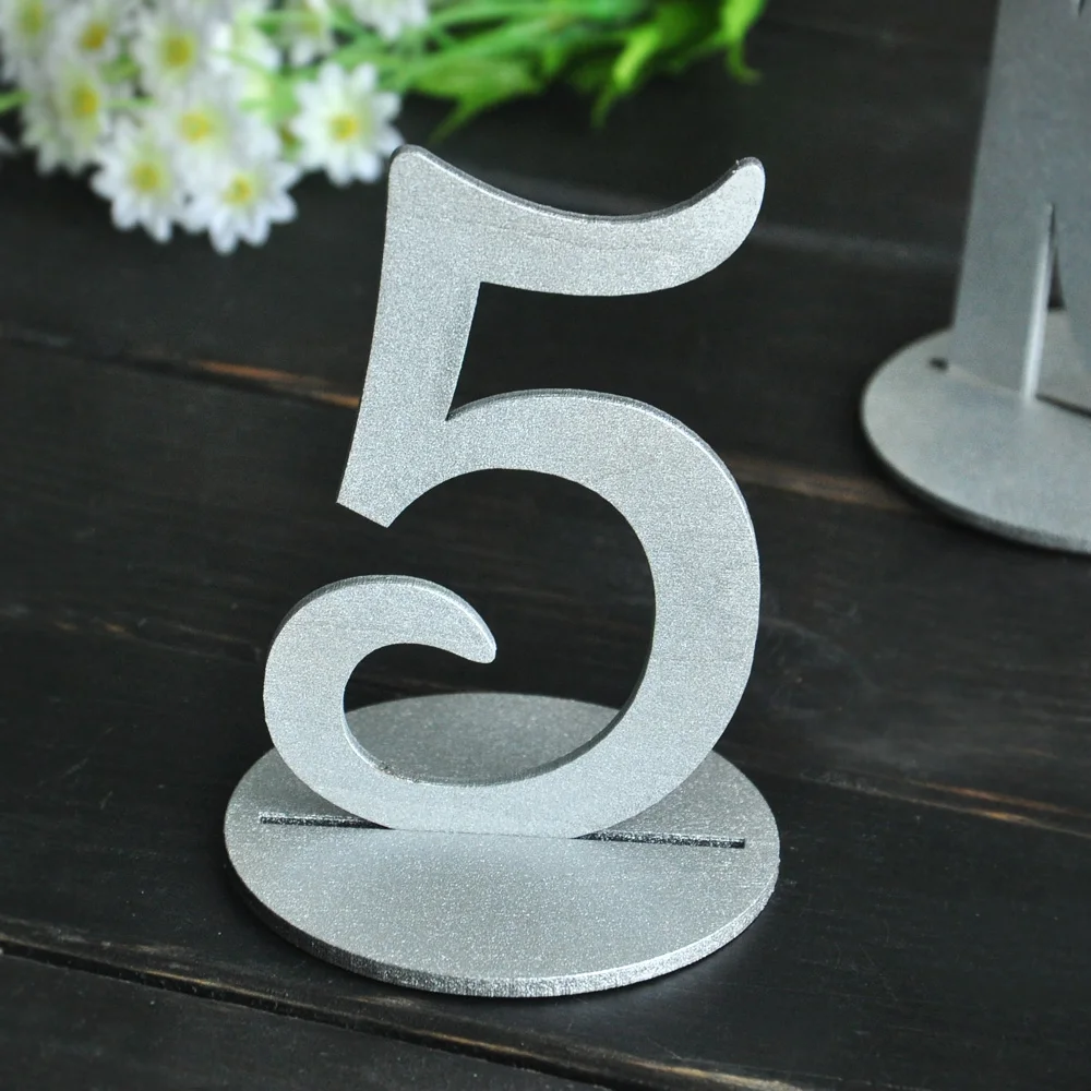 Set 1 10, Wedding Table Numbers, Silver Table Number
