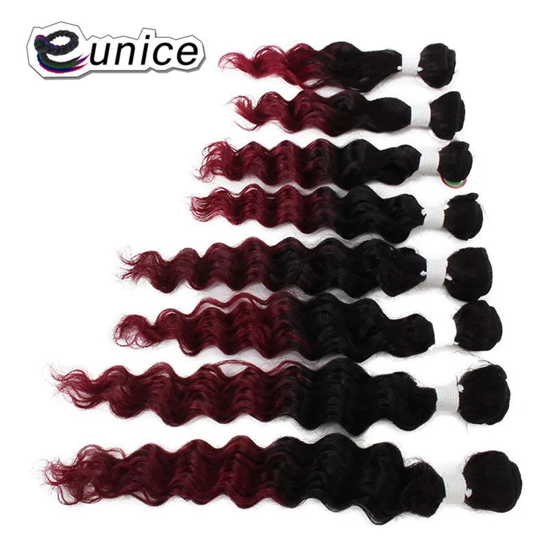 Deep Wave Brazilian Hair Ombre Human Hair Weave Bundles Extensions blond burgundy colors   (6)