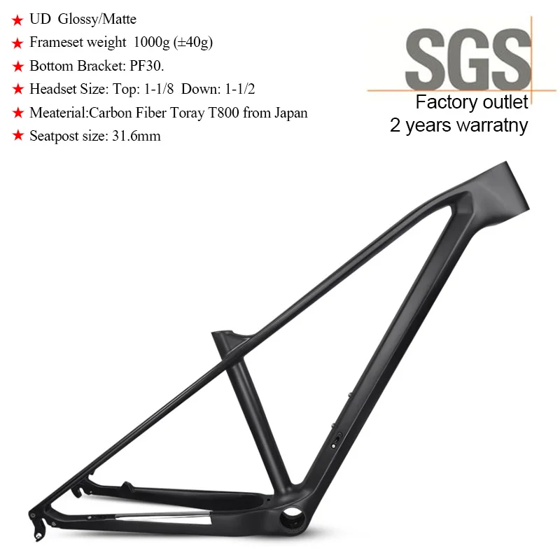 Carbon Fiber Mountain Bike Frame MTB UD Matte Glossy T800 Carbon