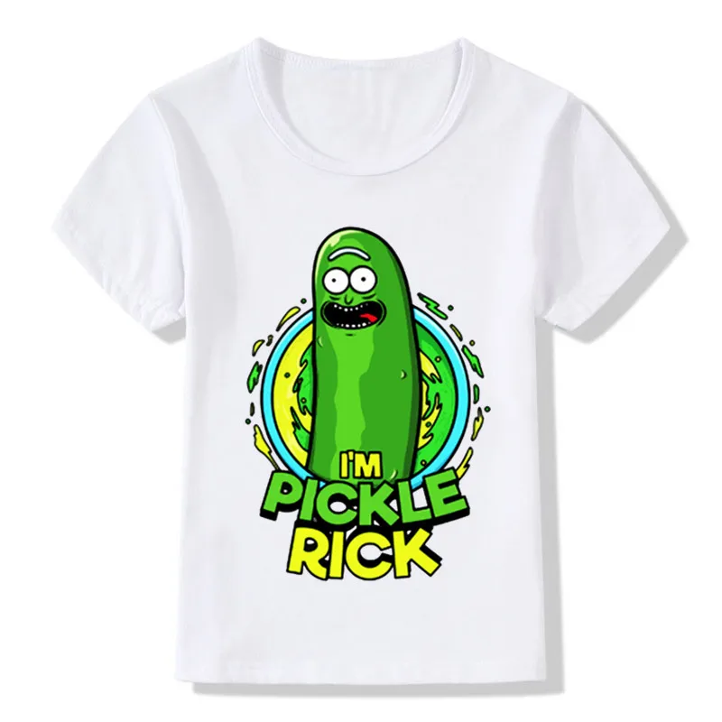 Детская забавная футболка с надписью «I'm Pickle Rick» детские летние топы с изображением Рика и Морти, одежда с героями мультфильмов для маленьких мальчиков и девочек HKP5056