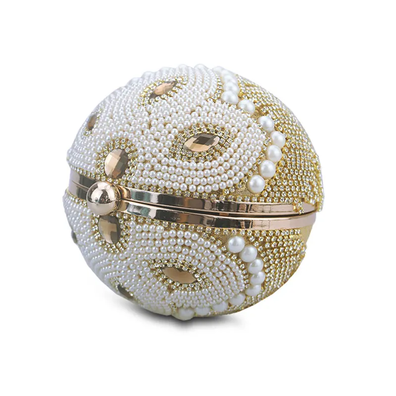 Tassel Fashion Women Pearl Beaded Crystal Party Evening Bag Bridal Wedding Round Ball Wrist Bag Round Clutch Purse Handbag Tassel Fashion Women Pearl Beaded Crystal Party Evening Bag Bridal Wedding Round Ball Wrist Bag Round Clutch Purse Handbag