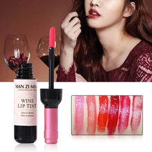 2019 Sexy Waterproof Wine Red Shape Lip Tint Gloss Baby Pink Lip For Women Batom Makeup Liquid Lipstick Lipgloss Cosmetic Tools