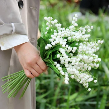 1612pcs Artificial Lily of The Valley Flowers Bouquet for Wedding Party Decoration Fake Flowers Home Garden Supplies Floral