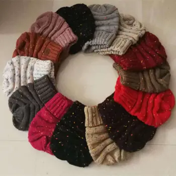 

New Women Girls Knitted Floral Skullies Beanies Cap Hats Ladies Stretch Winter Warm Crochet Hats Baggy Beanie Cap