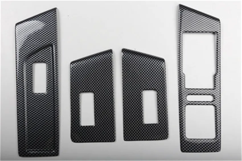 4 шт./лот ABS углеродного волокна или деревянное зерно окна автомобиля Лифт панель декоративная крышка для 2012- Volkswagen VW Passat B7 - Название цвета: Черный