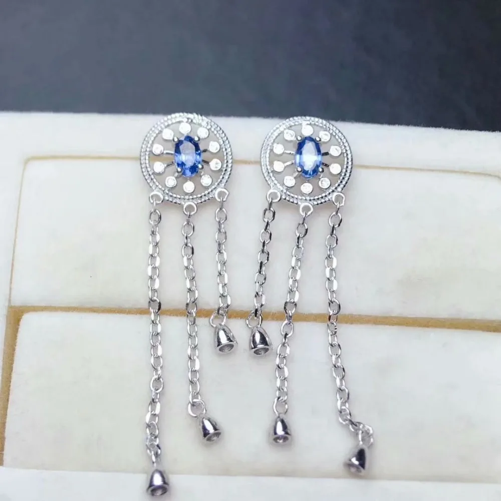 

shilovem 925 silver sterling real Natural sapphire stud earrings fine Jewelry party trendy new party plant 3*5mm me0305898agl