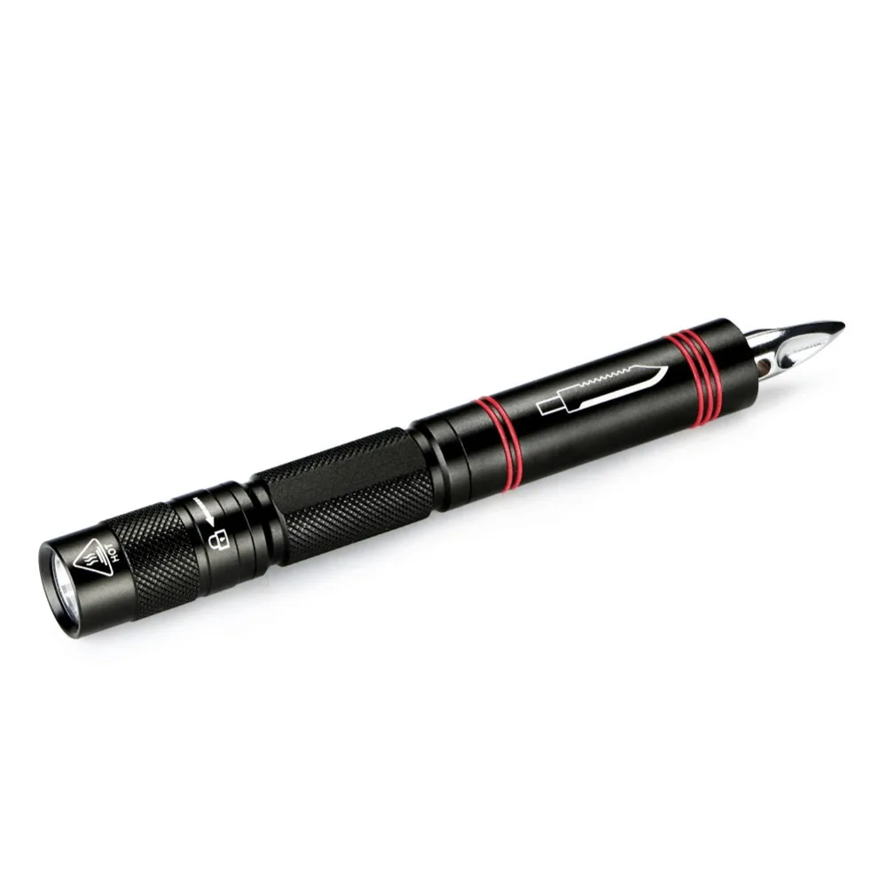 

Portable Multifunction LED Flashlight Torch 1000 LM Hiking Camping Pen light with protection function Tactical Knife