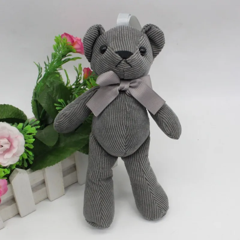Luxury Bowtie Teddy Bear Dolls Toys Corduroy Stripe Bear Cloth Doll Small Key Bag Pendants Wedding Party Flower Decor 1418cm 10pcs (6)