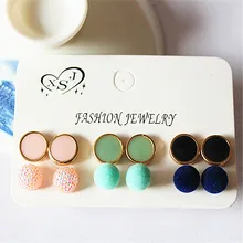 Новые модные женские свадебные аксессуары оптом Нарядная, для девочек жемчужные серьги в виде порошка цвета: зеленый, черный смешивать и матч 6 пар/компл., высокое качество, прекрасный подарок