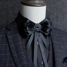 Ручной работы для мужчин и женщин Бутик ленты галстук жениха Свадебная вечеринка воротник рубашка бабочка кристалл галстук-бабочка классический галстук