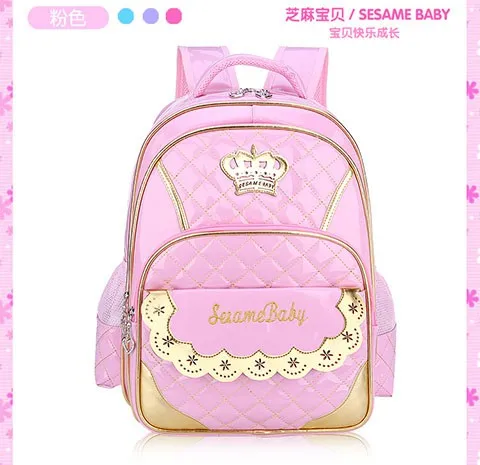 Children Kids Princess Girls Faux PU Leather Backpack Kid Pink Cute Crown Primary School Student Backpacks Daypack Mochila Bag