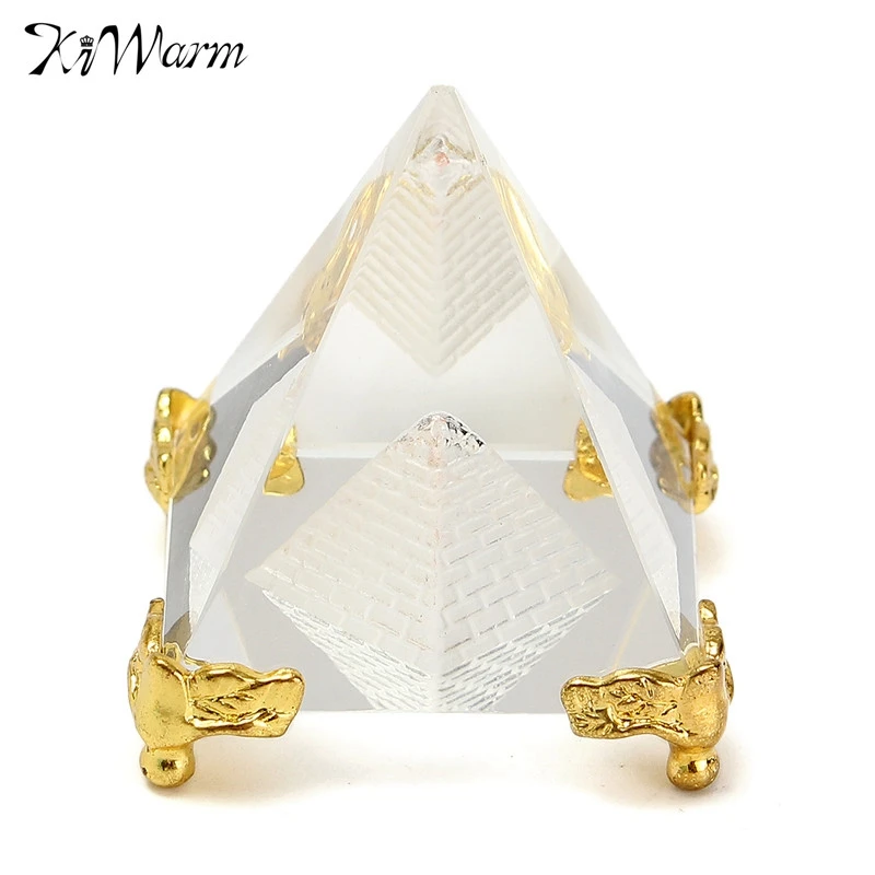 

KiWarm Hot Sale Energy Healing Small Feng Shui Egypt Egyptian Crystal Clear Pyramid Ornament Home Decor Living Room Decoration