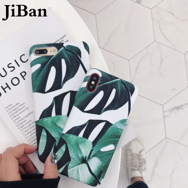 JiBan Модный летний чехол с банановым листом для iphone XS 6s 7 8 Plus ультра тонкий жесткий