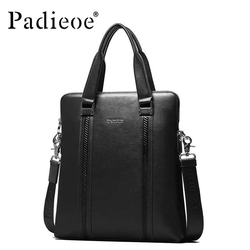 

Padieoe 2017 High Quality Briefcase Genuine Cow Leather Messenger Bag New Fashion Business Tote Bag for Male Luxury Brand Bags