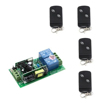 

Wide Voltage 2CH Relay Switch AC85V 110V 220V 250V RF Wireless 4 Transmitter + Receiver Switch for Lamp Light Learning Code