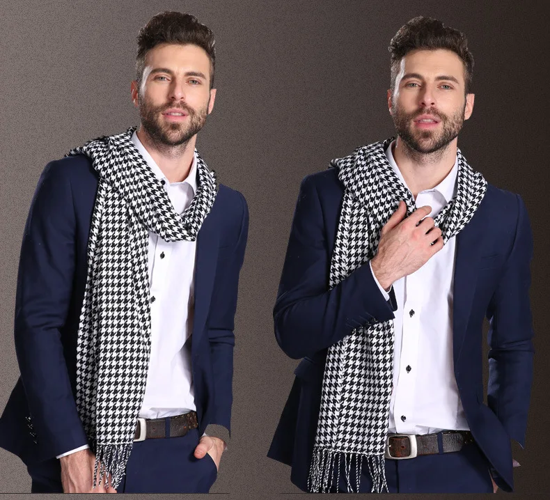 2021 New Europe Fashion Shawl Scarves Men Winter Warm Tartan Designer Scarf Business Sjaal Plaid Cotton Wraps Bufanda Foulard