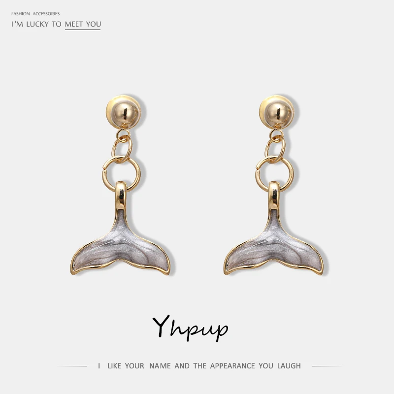 

Yhpup Trendy Romantic Mermaid Enamel Dangle Earrings Exquisite Fish Tail 16 k Earrings S925 Silver for Women Party Jewelry Gift