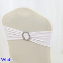 Белый цвет блестящие круглые пряжки Подвязка из спандекса для стула ленты для свадебных стульев лайкра стрейч на стул группа Универсальный отель вечерние шоу