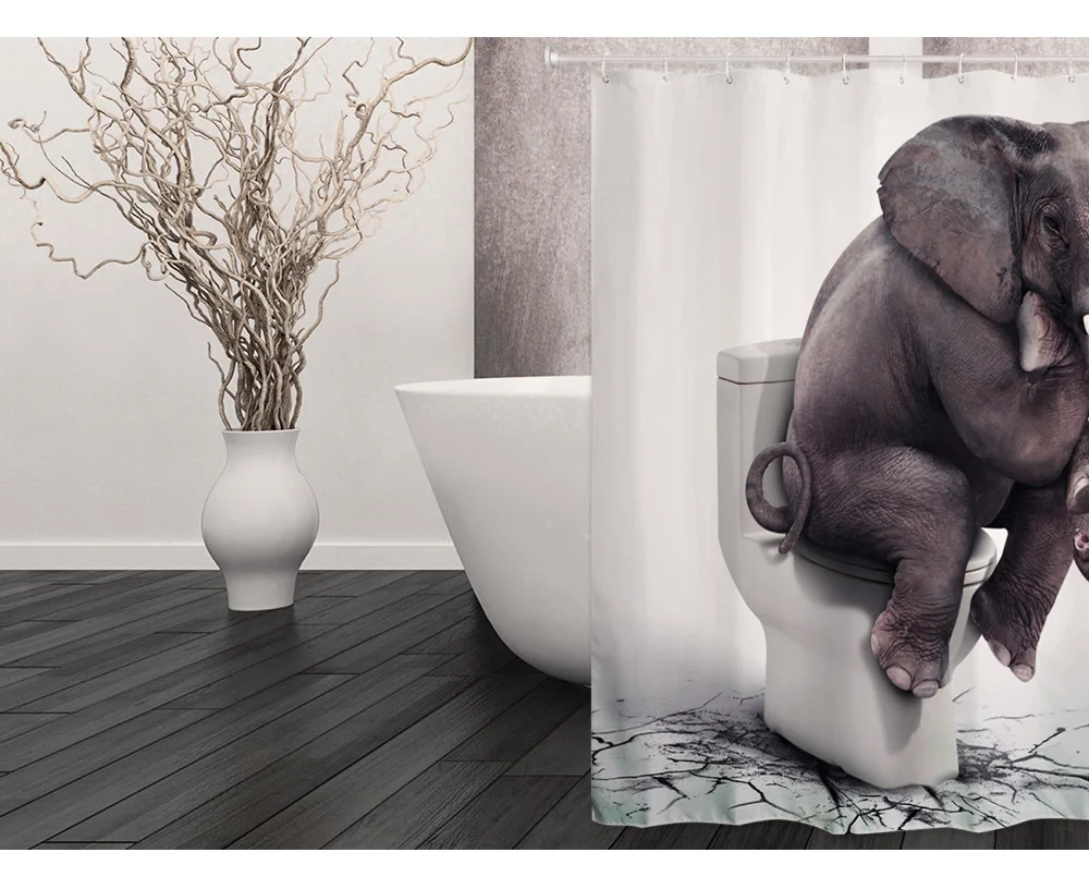 180 x 180cm Elegant Thinkers Digital Printed Polyester Bathroom Shower Curtain with 12 Hooks