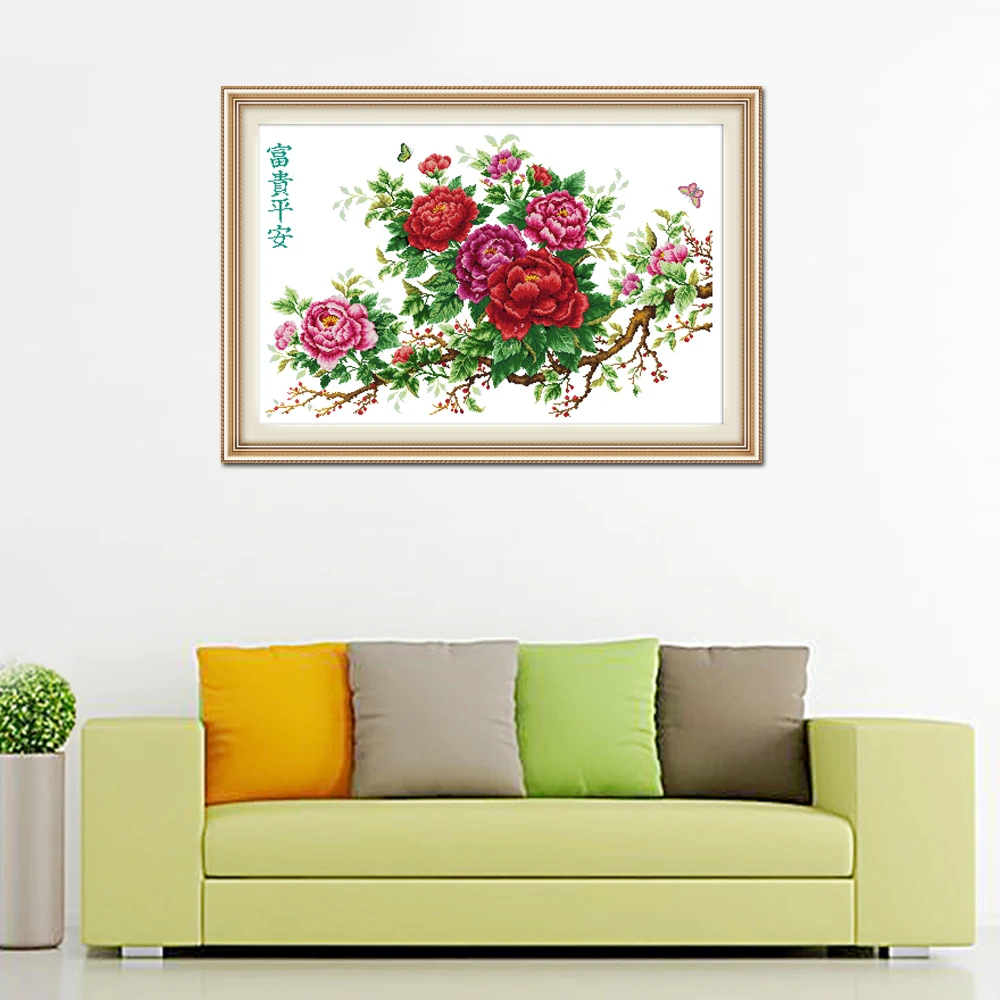 Вышивка крестиком Joy Sunday с пионами H074 14CT 11CT наборы для домашнего декора