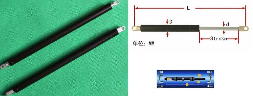 

free shipping 50 to 300Nforce 400mm central distance,90mm stroke, pneumatic Auto Gas Spring, Lift Prop Gas Spring Damper