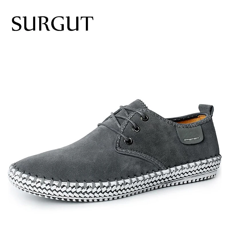Acheter SURGUT Marque Minimaliste Conception 100% Véritable Daim En Cuir Hommes Loisirs Plat Marque Printemps Formelle Casual Robe Plat Oxford Chaussures