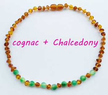 

Polished Baroque Natural Chalcedony Cognac baltic ambar teething necklace for babies, Infant, Toddler
