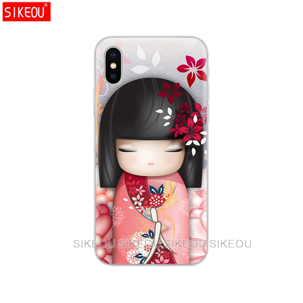 Силиконовый чехол для телефона Iphone 6X8 7 6s 5 5s SE Plus 10 XR XS Max kawaii Japanese Kokeshi Doll|Бамперы| |