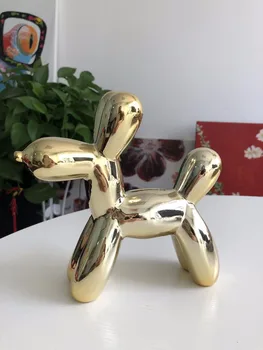 

Home Decoration Ceramic Gold Balloon Dog Statue Figurine Miniture Home decor table Decoration Resin Money Box Crafts Child Gift