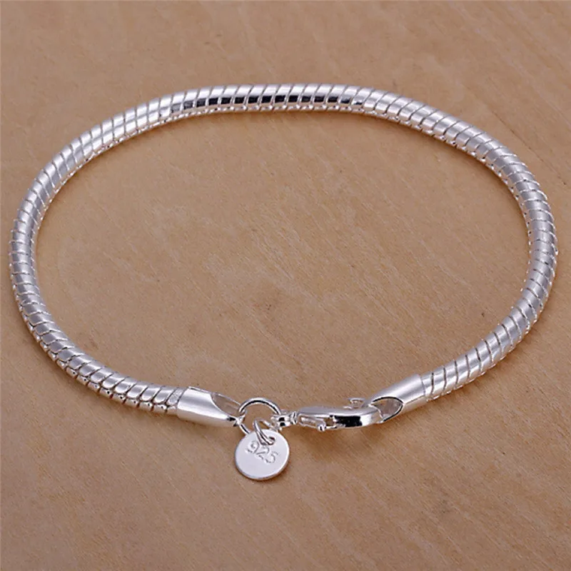 Trendy Silver Plated Snake Bone Bracelet For Women Simple Design