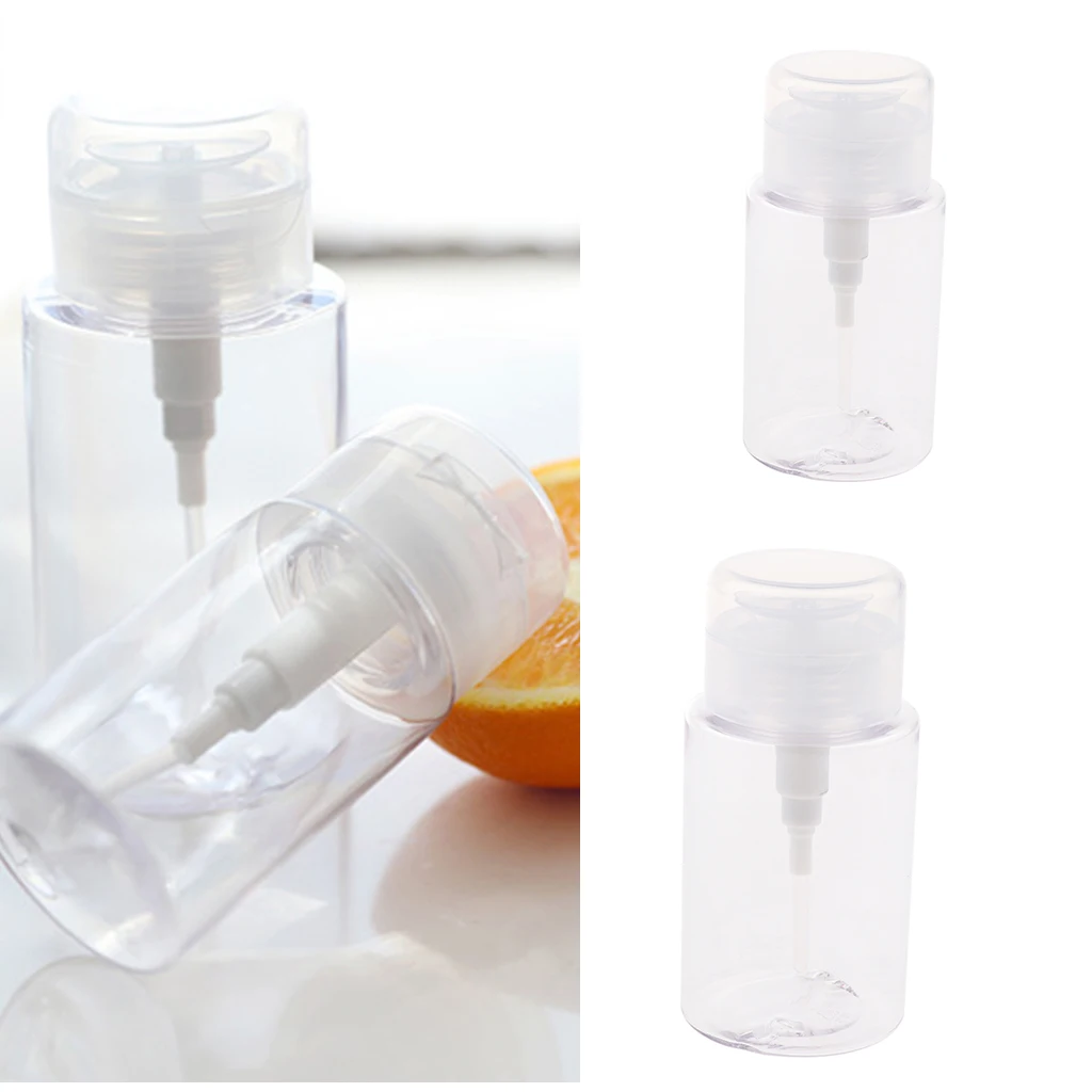 Pack of 2 Cosmetic Pump Dispenser Vial Container Jar Clear Bottle For Cleansing Oil Water Toner, 100ml 150ml