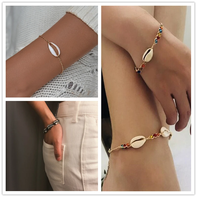 

2019 New Shell Bracelet Handmade Natural Seashell Boho Charm Chain Bracelet Women Gold Bracelet Summer Beach Fashion Jewelry