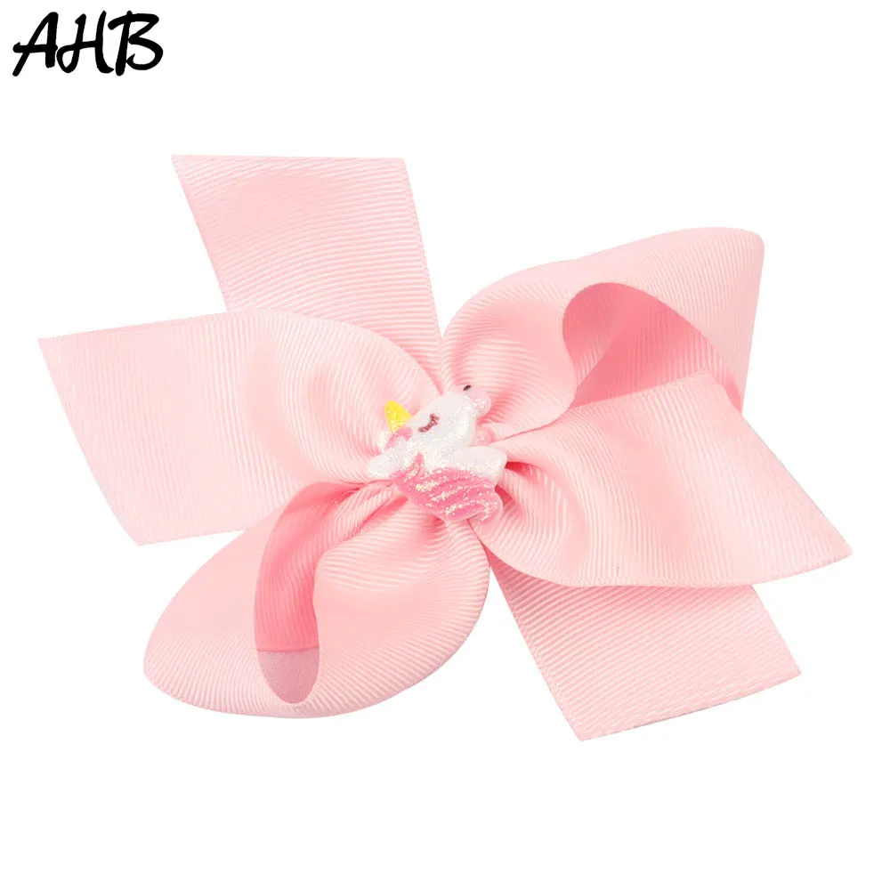 

AHB 5" Unicorn Hair Bows with Clips for Girls Cute Rainbow Grosgrain Ribbons Hairgrips Handmade Kids Hairpins Hair Accessories