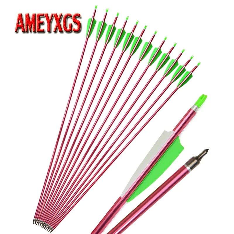 

12pcs 31.5inch Archery Spine 500 Aluminum Arrow ID6.2mm Replaceable Arrowhead For Outdoor Bow Hunting Shooting Accessories