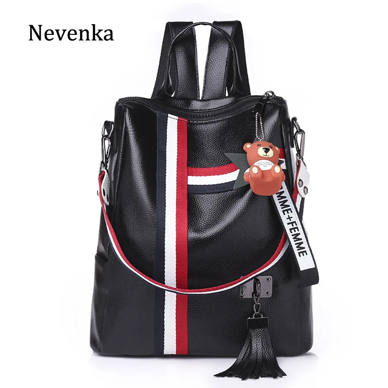 Nevenka Women Leather Backpack Fashion School Bag for Girls Zipper ...