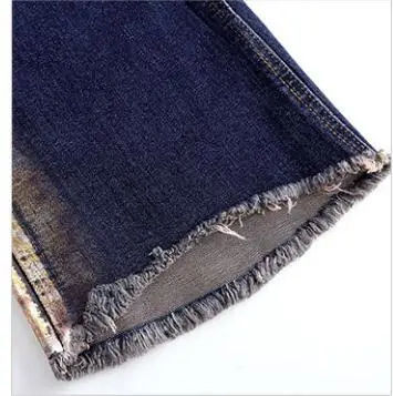 Pantalones De En Oro Volar Para Rayado Mujer Arrancado Estampado Botón Borla Caliente Mujeres Jeans Flare Primavera Otoño Denim qXz0ZZ
