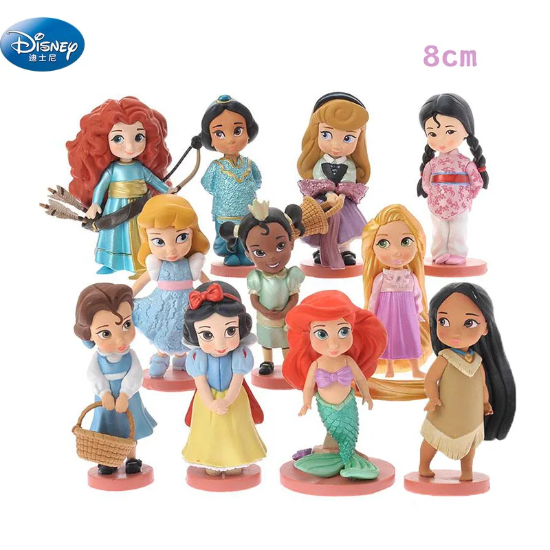 Disney-Princess-Toys-11pcs-8cm-Moana-Snow-White-Merida-Action-Figures-Mulan-Mermaid-Tiana-Jasmine-Dolls
