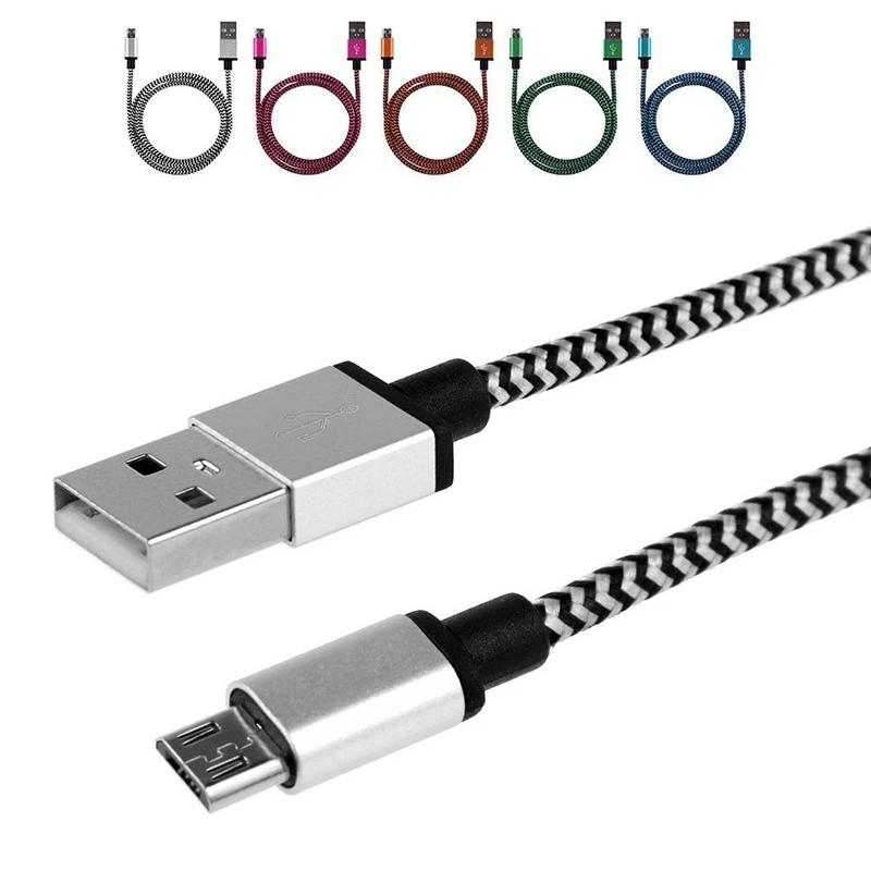 Плетеный кабель Micro usb из нейлонового сплава, короткий 0,2 м, 1 м, 2 м, длинный usb-кабель для зарядки android, для xiaomi, huawei, samsung