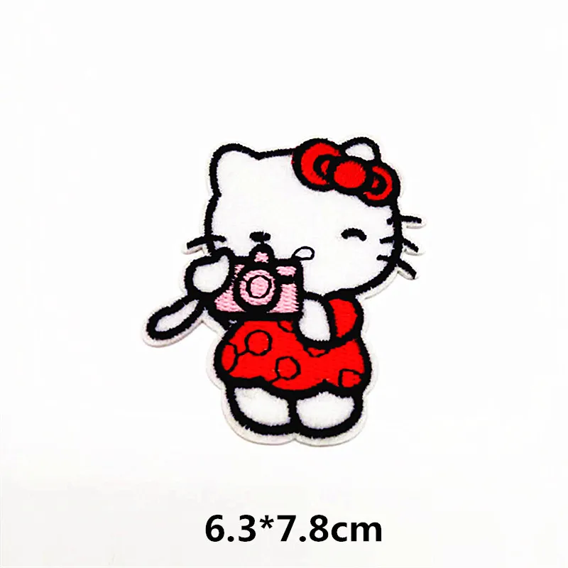 5 шт. мультфильм рисунок Hello Kitty держит Камера вышитые термонаклейки для Костюмы