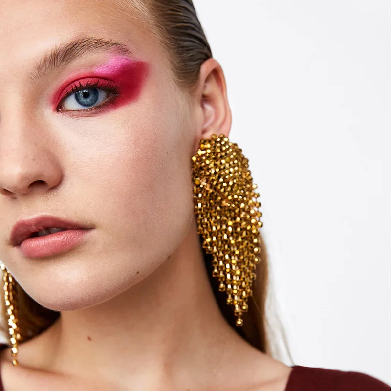 

Gold Color Metal Dangle Earrings for Women pendientes mujer moda 2018 Hyperbole Geometric Statement Ear Decoration ET644